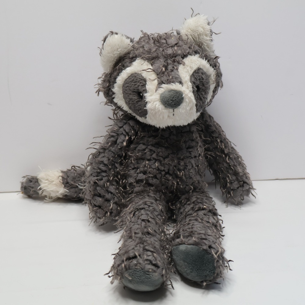 Bunnies By The Bay Roxy the Raccoon Plush Gray White Shaggy Stuffed Animal 12"